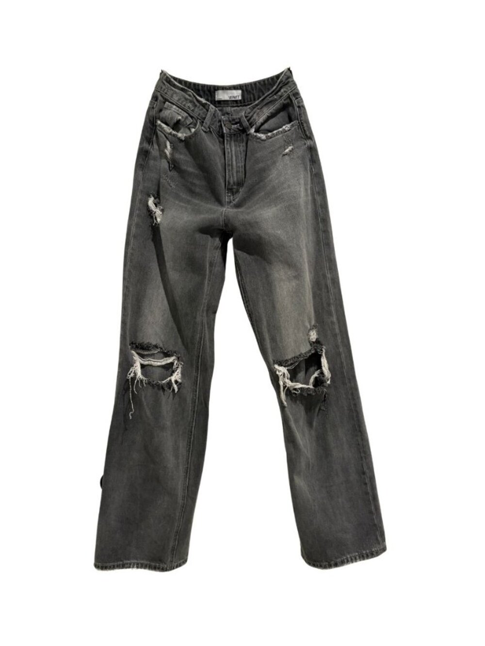 VERVET High Rise Distressed Wide Leg Jeans Gray Wash Size 26 100% Cotton